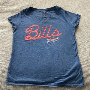 Women's Blue Graphic V-Neck T-Shirt